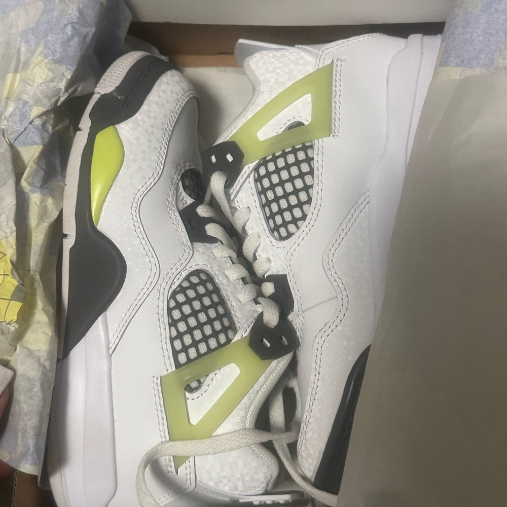 Jordan Kids White and Lime Sneakers